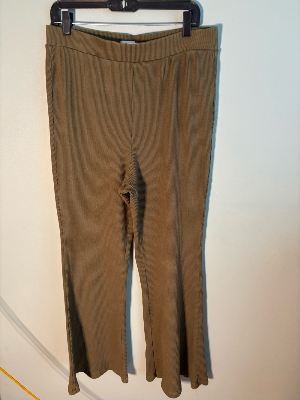 Madewell Ribbed Pull-On Flare Pants In Summer Dune, Size XXL